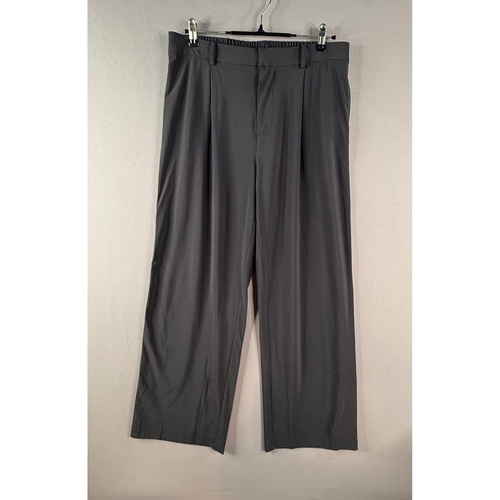 Vuori Villa Trouser‎ Women XL Black Pleated Wide Leg Stretch Pant Travel Comfort